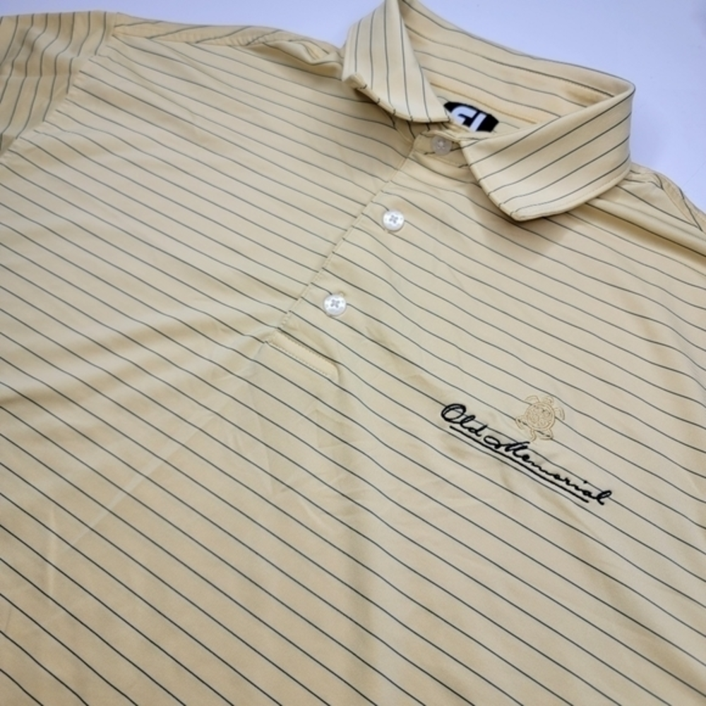 FootJoy FJ Size Large Yellow Black Striped Short Sleeve Men's Golf Polo‎ Shirt